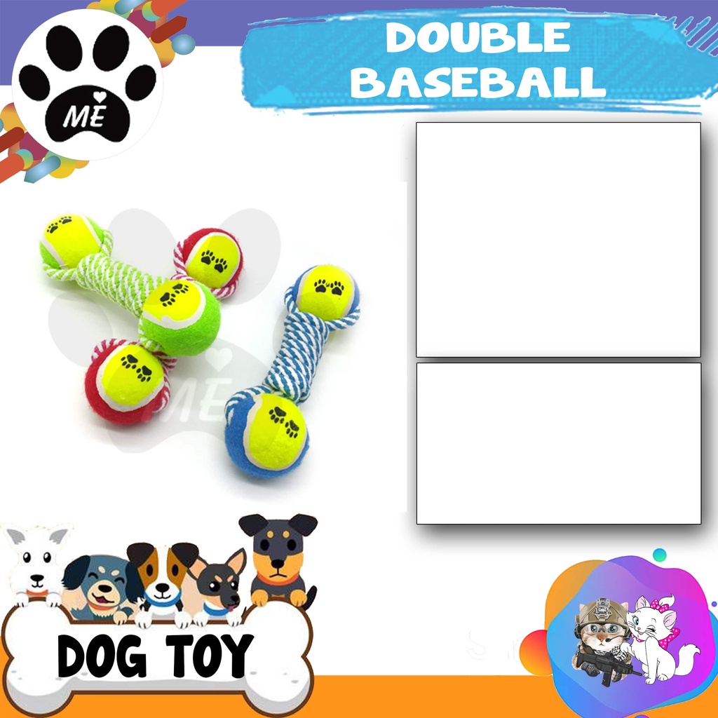 Mainan Gigit Anjing &quot;DUMBLLE ROPE 2 TENIS BALL&quot; Rope Balls Toys