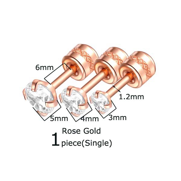 1pc Anting Tindik Stainless Steel 16g Hias Zircon Untuk Tulang Rawan Telinga