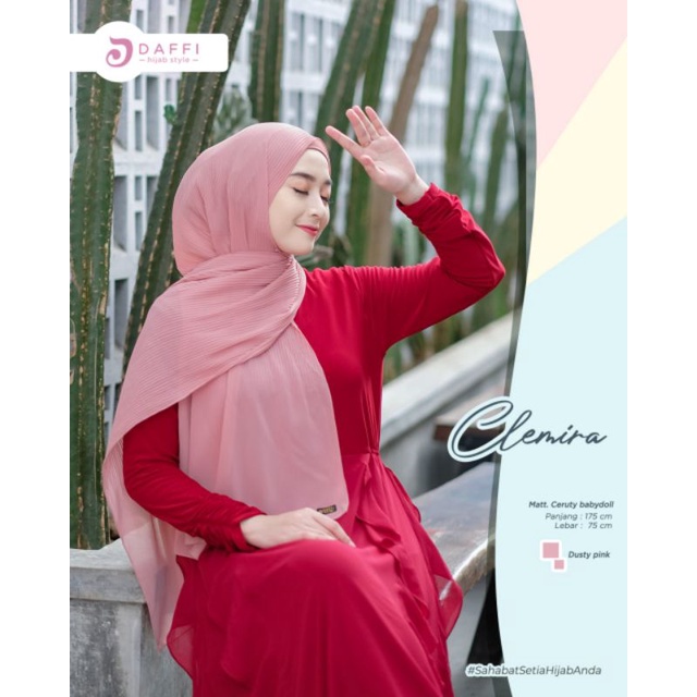 CLEMIRA DAFFI HIJAB JILBAB PASHMINA PLISKET MODERN KEKINIAN MURAH