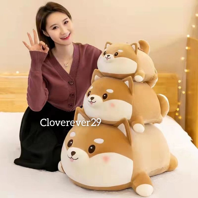 Boneka Lying Dog Shiba 35cm - 50cm