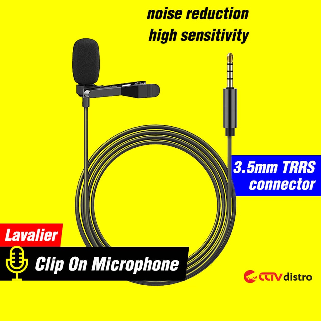 L21 Mic 3.5 mm TRRS Clip On Microphone Jepit Mikrofon Kabel 3.5mm HP Microfon Condenser Untuk Vlogger Rekaman Recording Youtuber