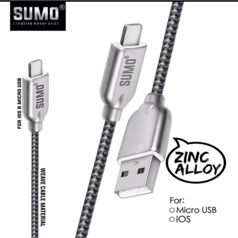 Kabel Data iPhone Cable SUMO Zinc Titan SDC-68 Lightning Fast Charging Original