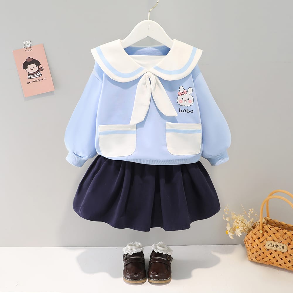 Zahra Setelan Anak Perempuan Bobo Set Bahan Fleece | Pakaian Anak Kekinian Umur 1-5 Tahun