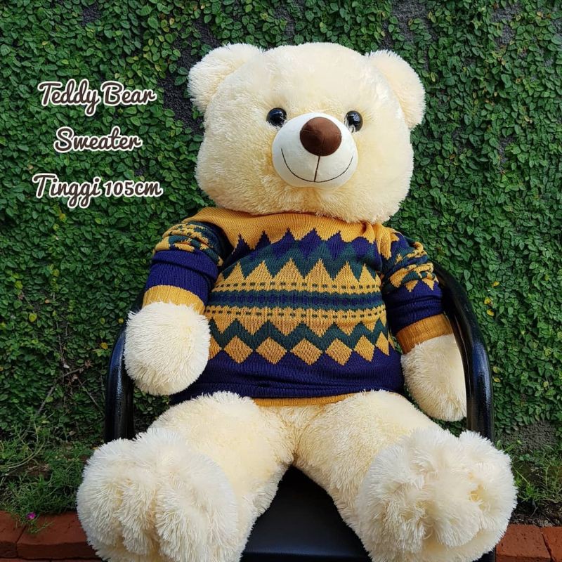 BONEKA JUMBO BESAR TEDDY BEAR SWEATER 105CM