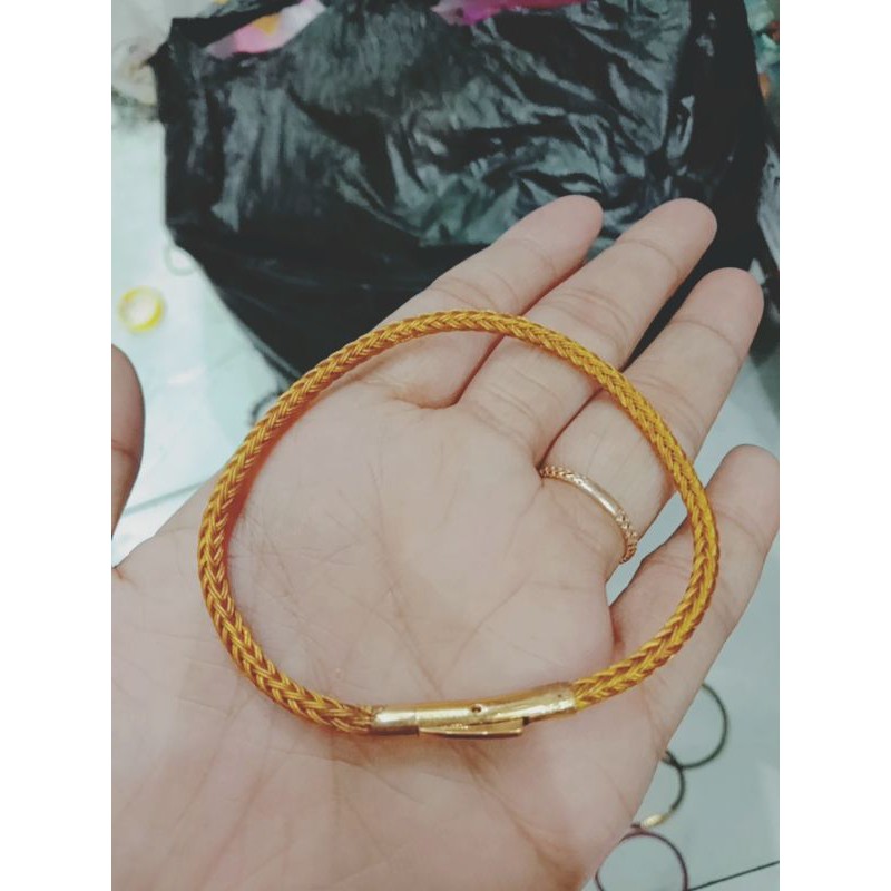 gelang tali kuncian tombol(pencetan)/gelang tali waterproof/gelang kawat anti air 3mm (free 2karet)