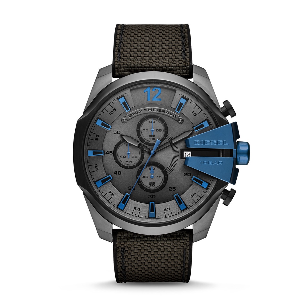 Diesel Mega Chief Chronograph Black Nylon Jam Pria DZ4500