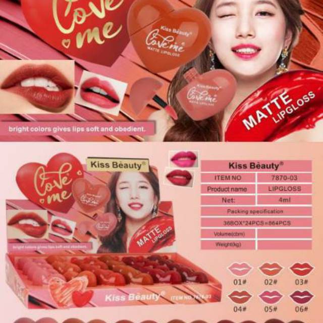 PROMO PERBOX!!! LIP GLOSS KISS BEAUTY LOVE BENTUK HATI/BENTUK PEACH  70080