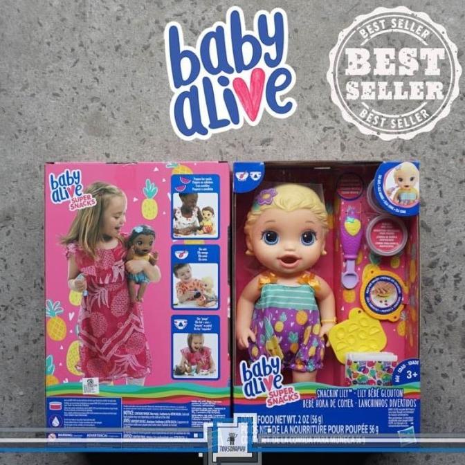 Baby Alive - SNACKIN LILY Bisa makan, poop / Boneka bayi / Mainan bayi