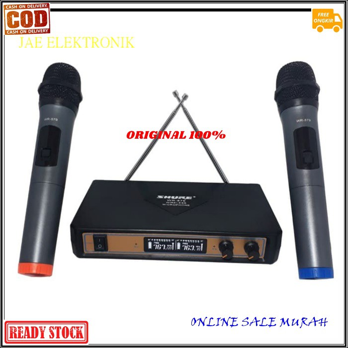 G499 SHURE MIC MIKROPON KARAOKE WIRELES pro Microphone MIK vocal vokal suara audio sistem mik professional panggung dj studio sound system  rekaman DOUBEL DUAL SEPASANG WIRELESS  Mic / Mikropon / Microphone Double Wireless SHURE Untuk yang suka karaokean