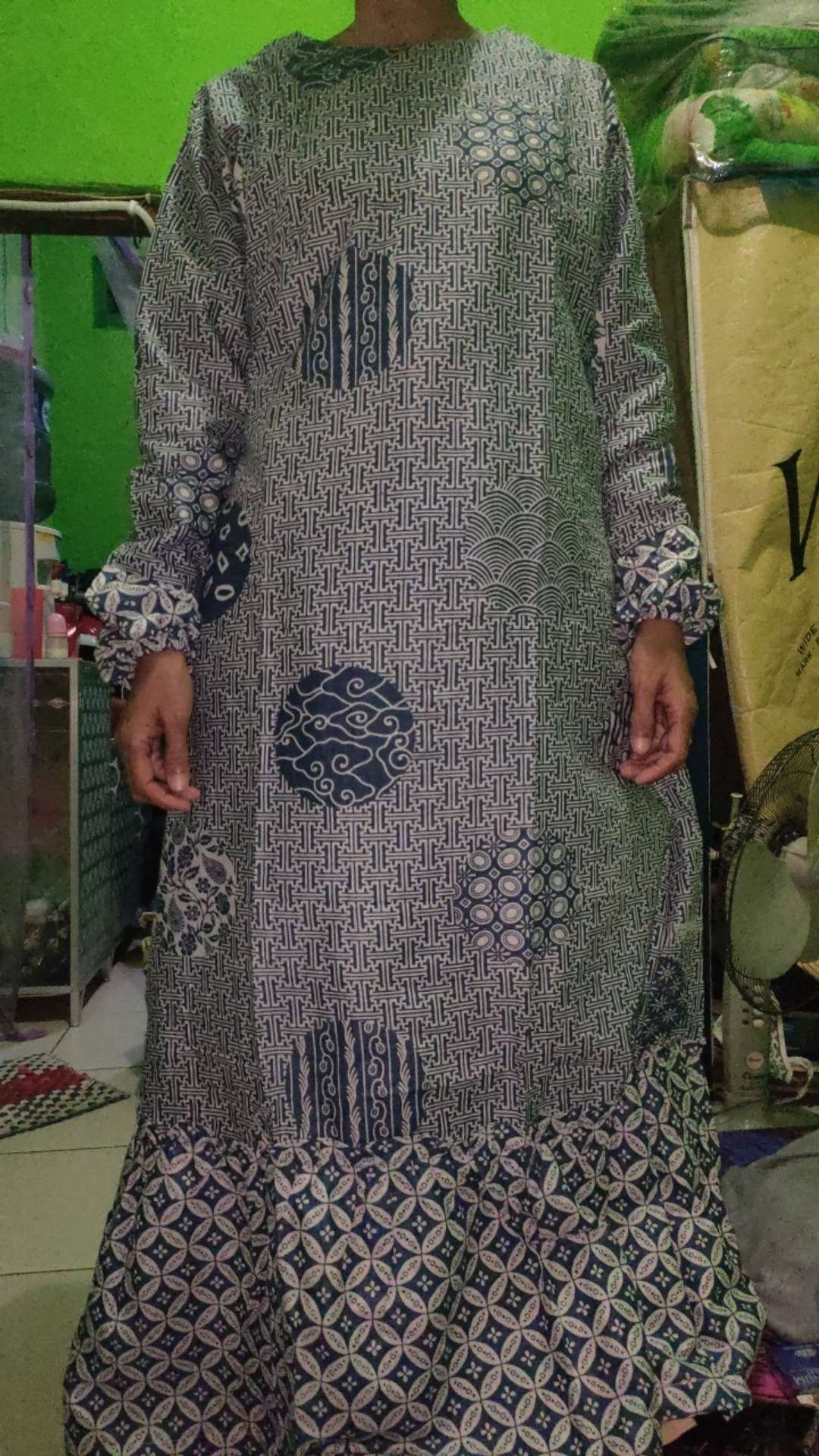 Gamis Rempel Lawasan Indigo Busana Batik Wanita Cantik Modern Casual Formal Katun Premium Eksklusif