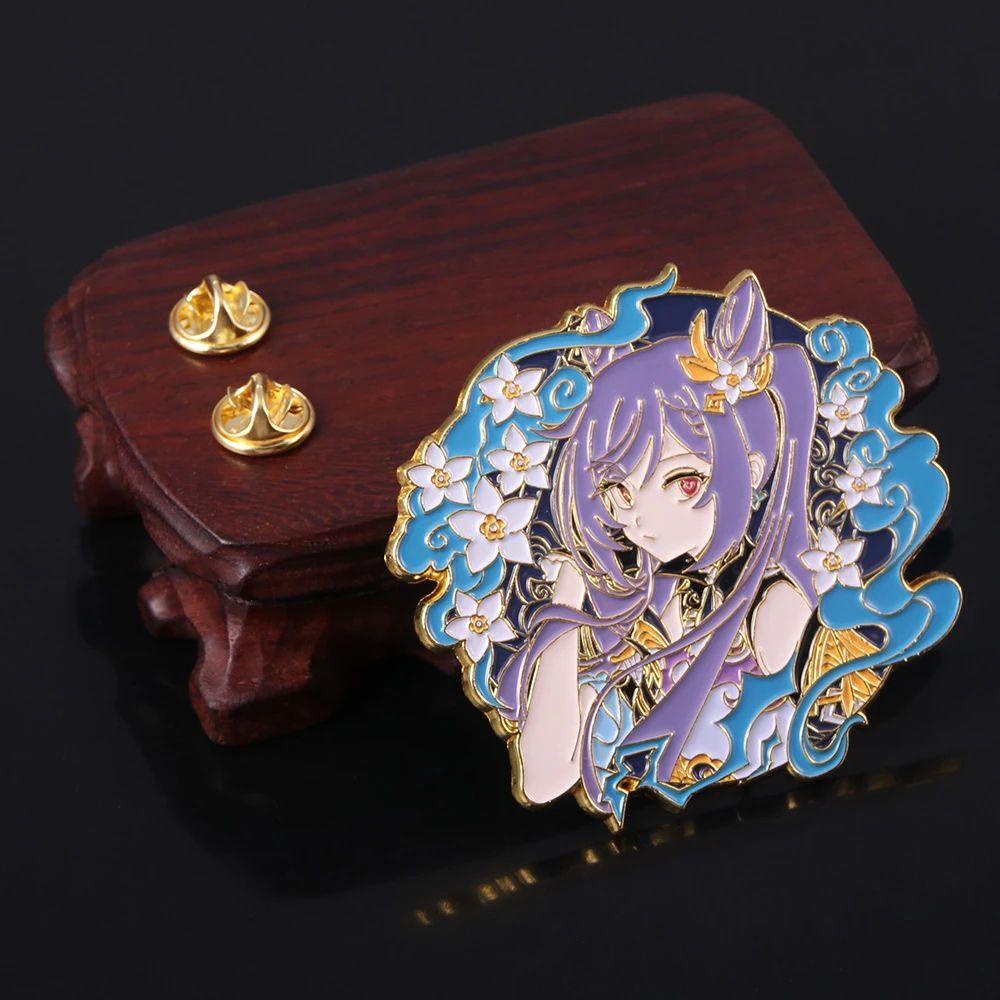 Lanfy Genshin Impact Bros Souvenir Perhiasan Hadiah Anime Keqing Medali Liontin Venti Bros Pin