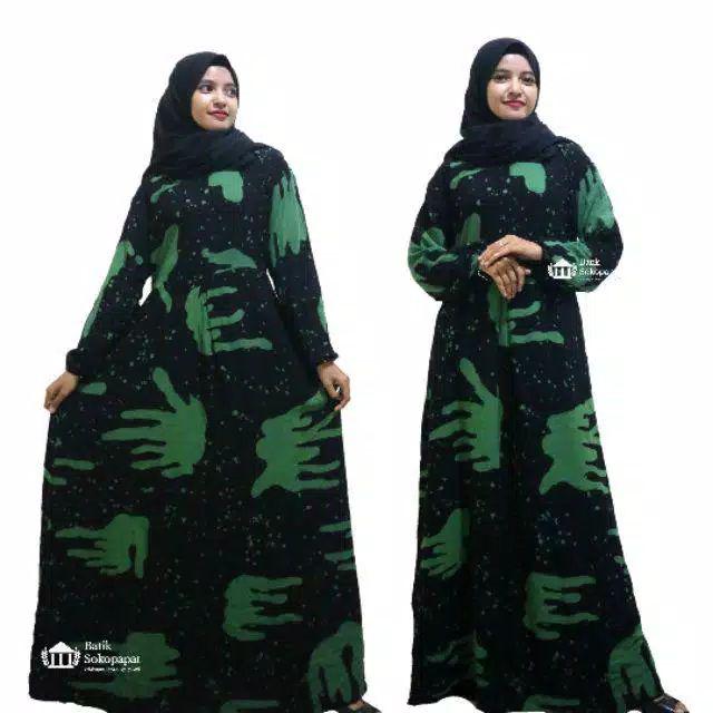 Gamis Twill Batik Terbaru Abstrak Malam