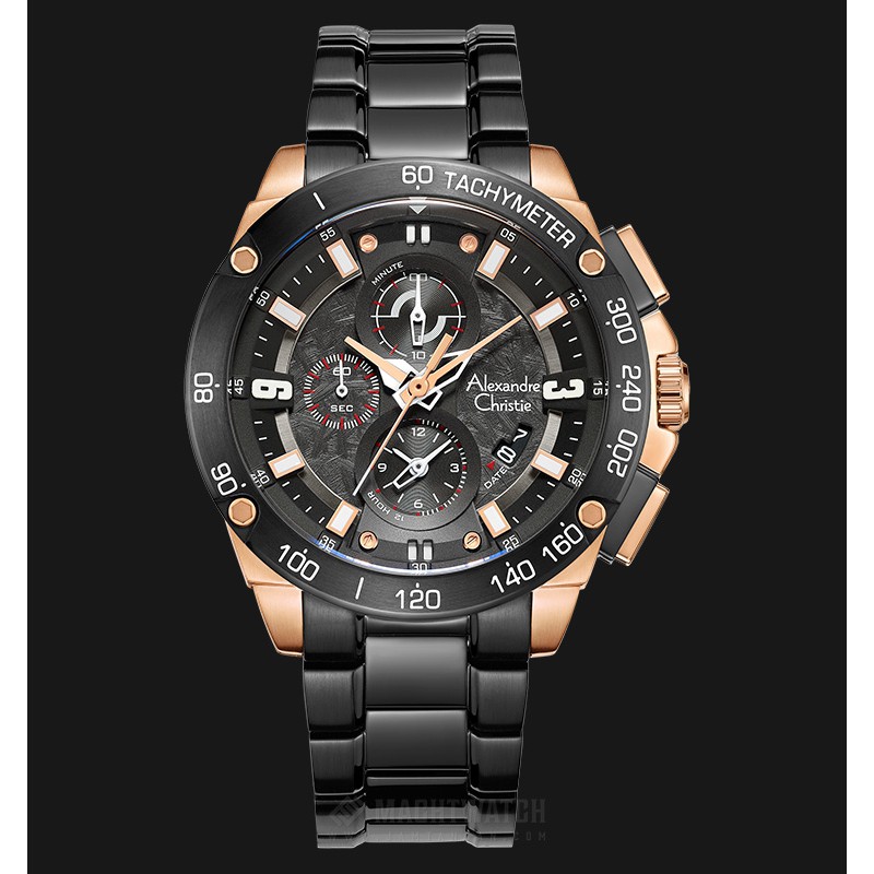 Alexandre Christie AC 6463 MC BBRBA Men Sport Chronograph Black Dial Stainless Steel