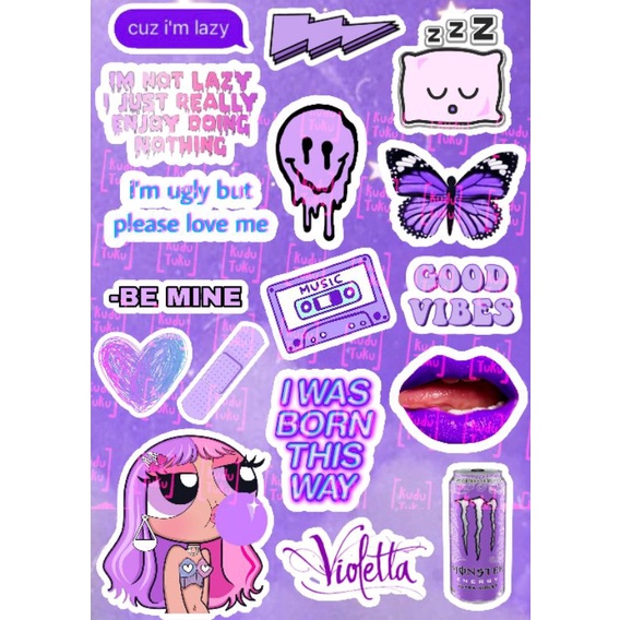 

STKR PURPLE LILAC STICKER PACK STICKER ESTHETIC
