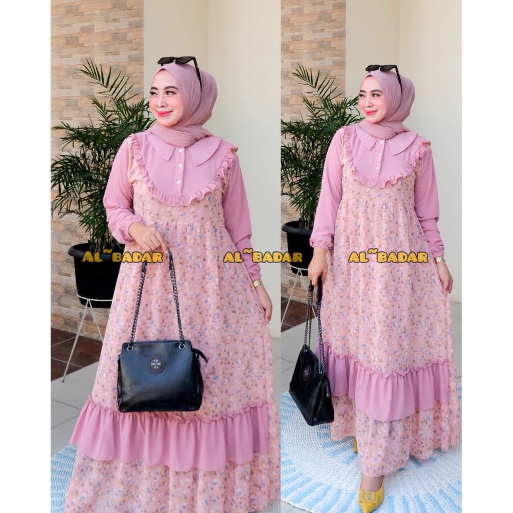 [ BISA COD ] GAMIS CERUTY BABYDOLL MOTIF MIX KERAH KOREA KANCING BUSUI,DRESS CERUTY MODEL TERBARU,GAMIS KERAH KOREA TERLARIS,GAMISSALUR KERAH KOREA REMPEL BAWAH