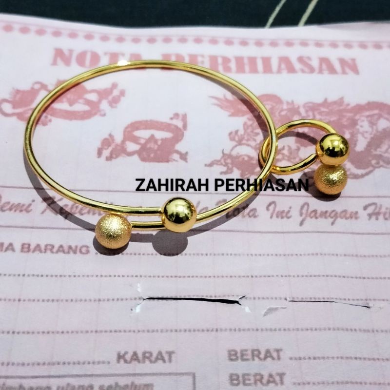 GELANG BOLA CINCIN  EMAS 24 K ANTI LUNTUR ANTI KARAT PERHIASAN WANITA TREND