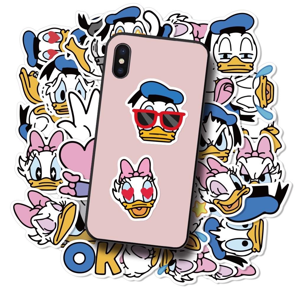 40 Donald Duck stiker lucu air kaca graffiti Jurnal bahan kartun ponsel case tangan Buku stiker Xiao