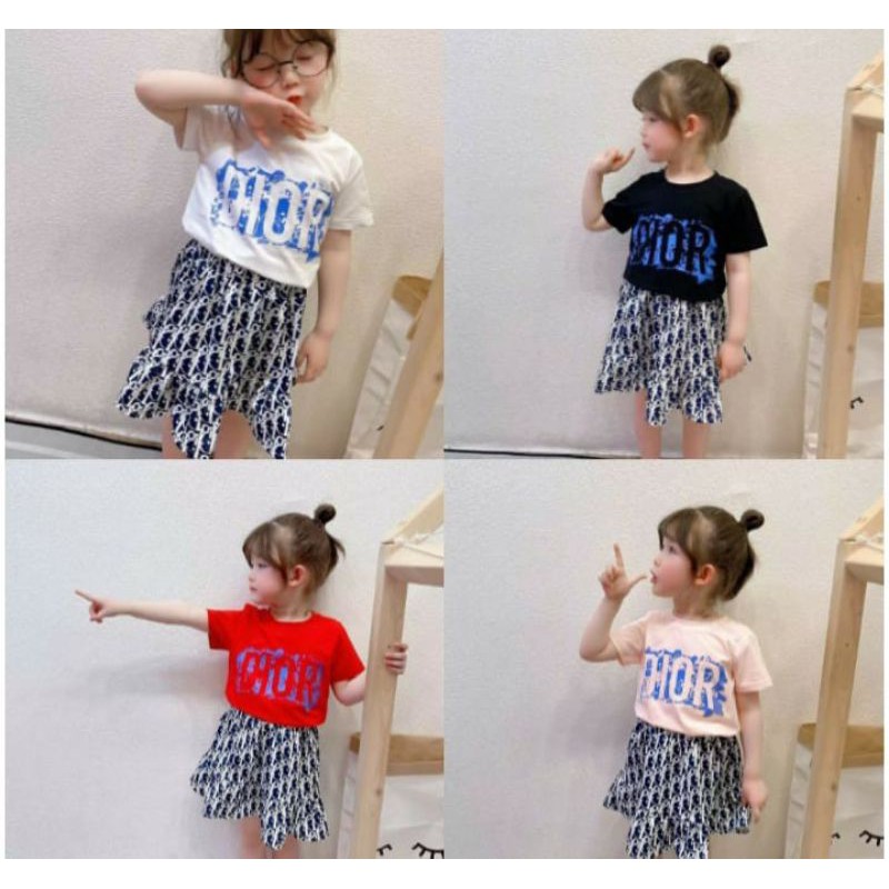 Setelan Anak Perempuan/Setelan Anak/Setelan Anak Import/Dior/Rok/Rok Pendek