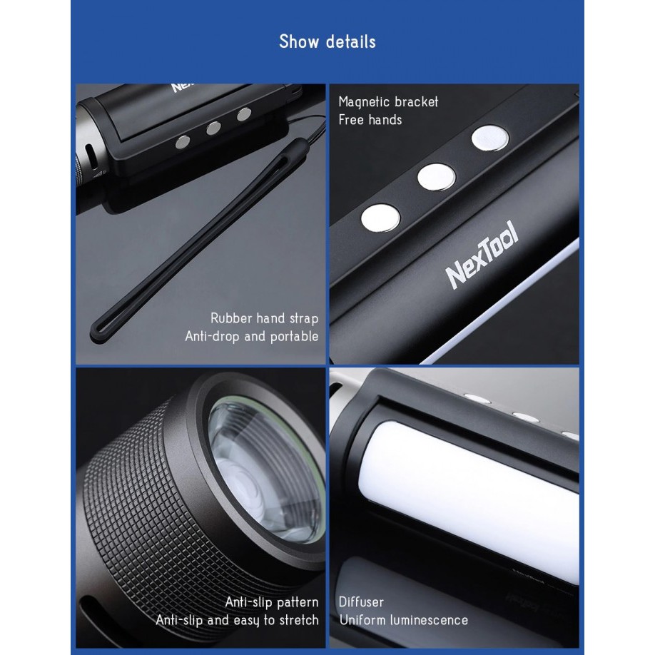 XIAOMI NEXTOOL 6 in 1 Rechargeable Flashlight 1000 Lumens - NE20030