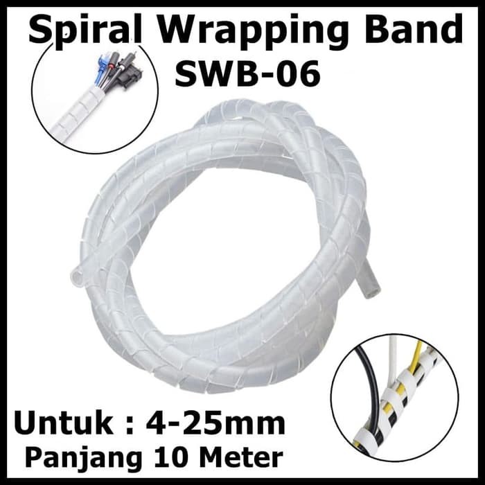 Spiral Wrapping Band Kabel Cable SWB 6 4mm sampai 25mm Per Bungkus