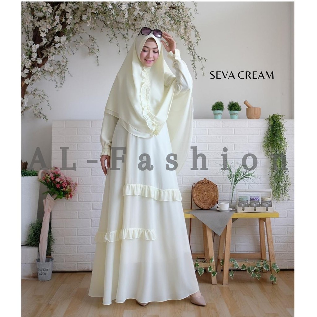 ABA agen baju official - gamis SEVA+KHIMAR - gamis syari - gamis wanita - gamis ceruti - gamis musli