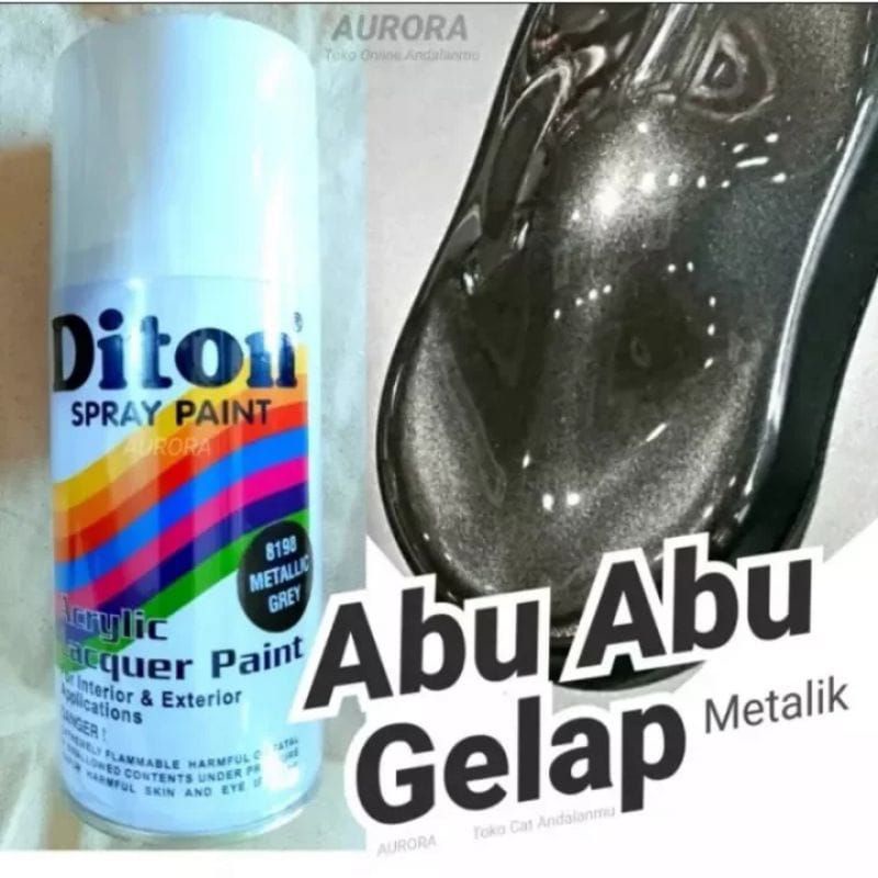 Pilok Pylox Diton 8198 Metallic Grey Abu Abu Metalik Metalik Grey Grei Cat Semprot Aerosol 300ml