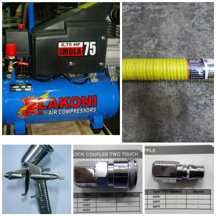 PAKET LENGKAP KOMPRESOR IMOLA 75+SPRAY GUN MEIJI R3