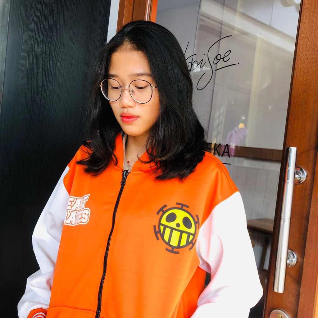 Jaket Heart Pirates Casual Orange Trafalgar Law Anime Manga One Piece Unisex