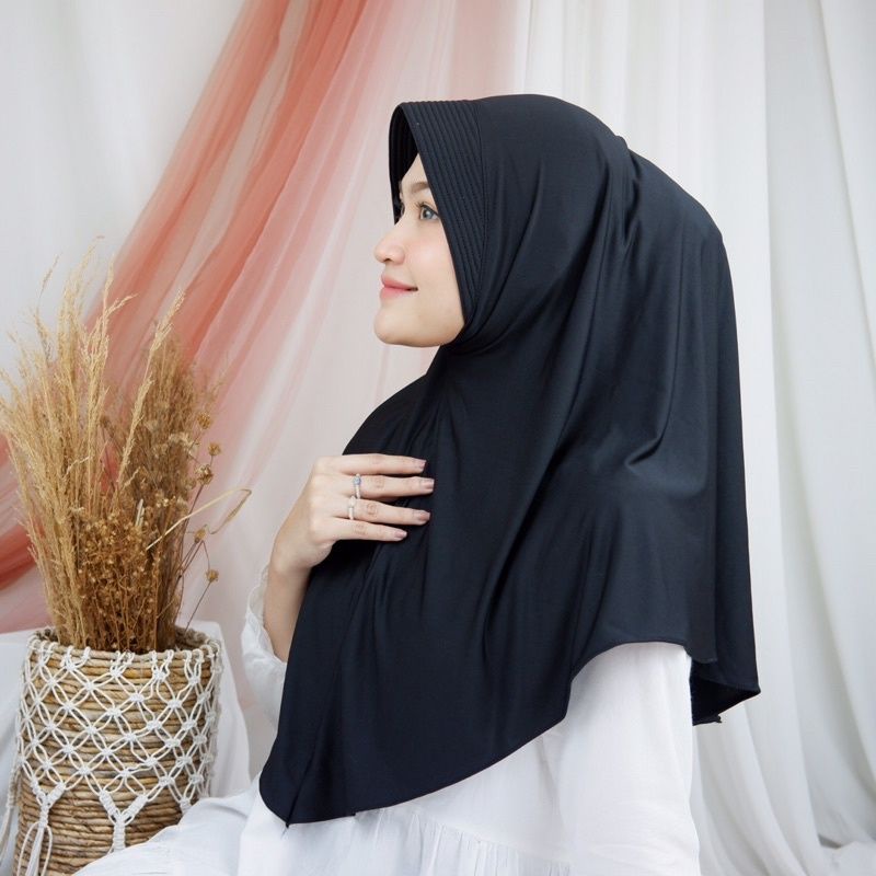 [ BERGO HAMIDAH ] New Hijab Bergo Sport Jersey Instant Besar Menutup Dada