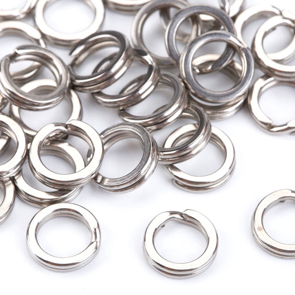 50pcs Ring Split Konektor Umpan Pancing Kekuatan Tinggi