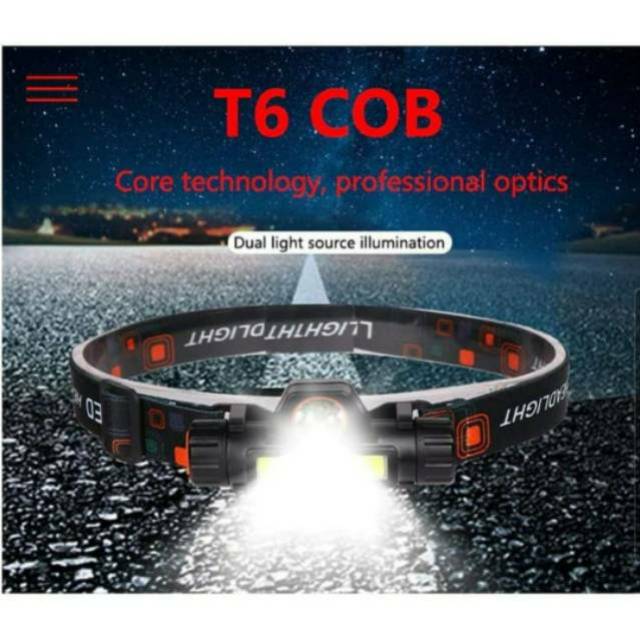 Senter Kepala Mini Head Lamp Led COB Rechargeable Plus Magnet