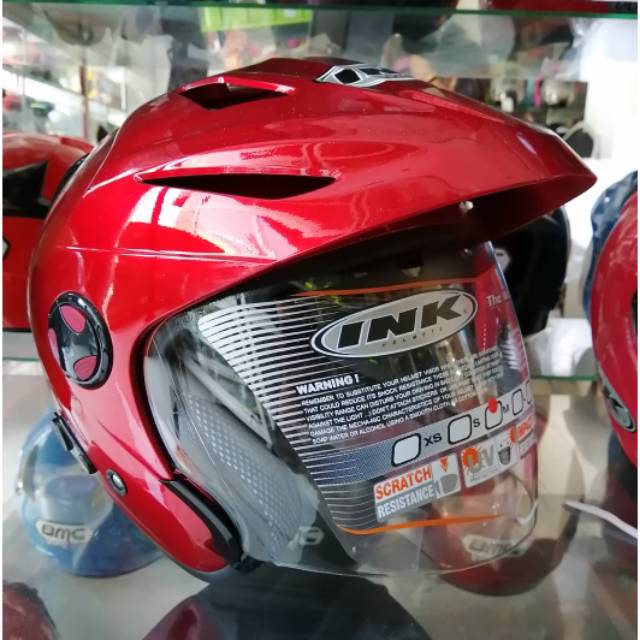 HELM INK FLASH ORIGINAL RED MAROON DOUBLE VISOR HELM TOURING DOBEL VISOR INK FLASH MERAH MARUN ORI