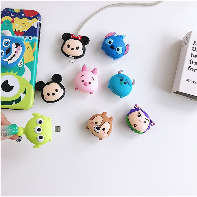 CABLE BITE Cartoon Stich Hellokitty Anti-Break Data Cable Protection Sleeve MIckey