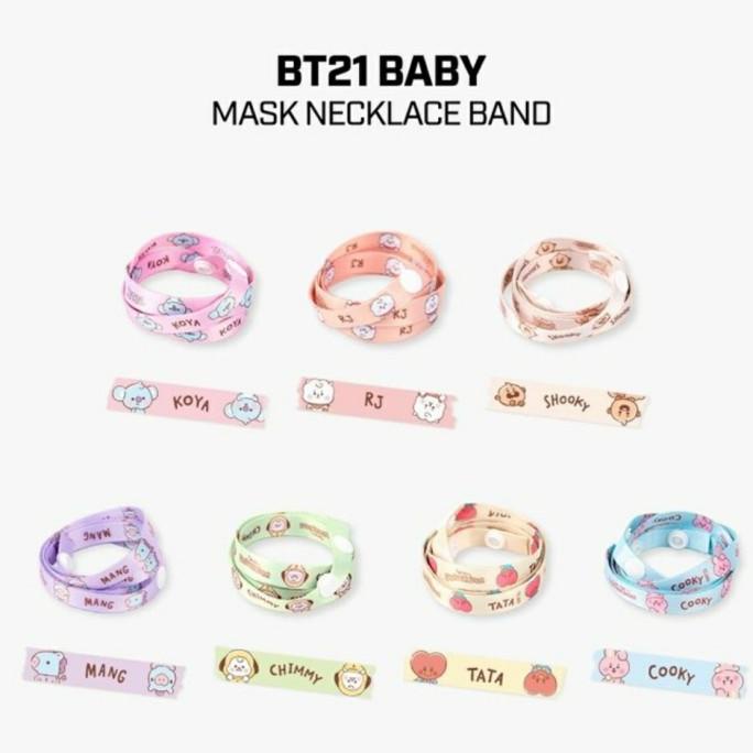BT21 Line Friends Baby Mask Necklace Band Strap Mask