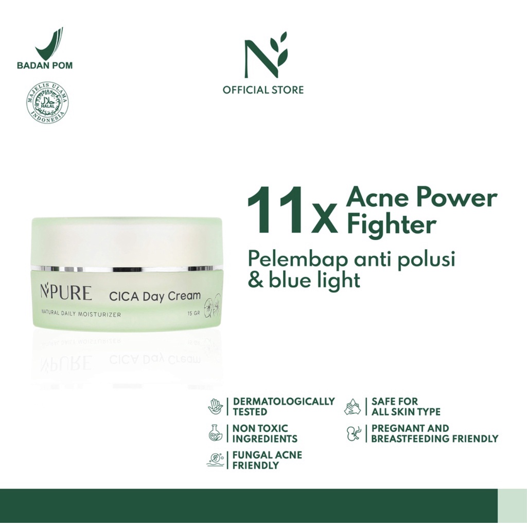 NPURE Npure Day Cream Night Cream Centella Asiatica (Cica Series) Pelembab Wajah Krim Pagi Krim Malam N'pure