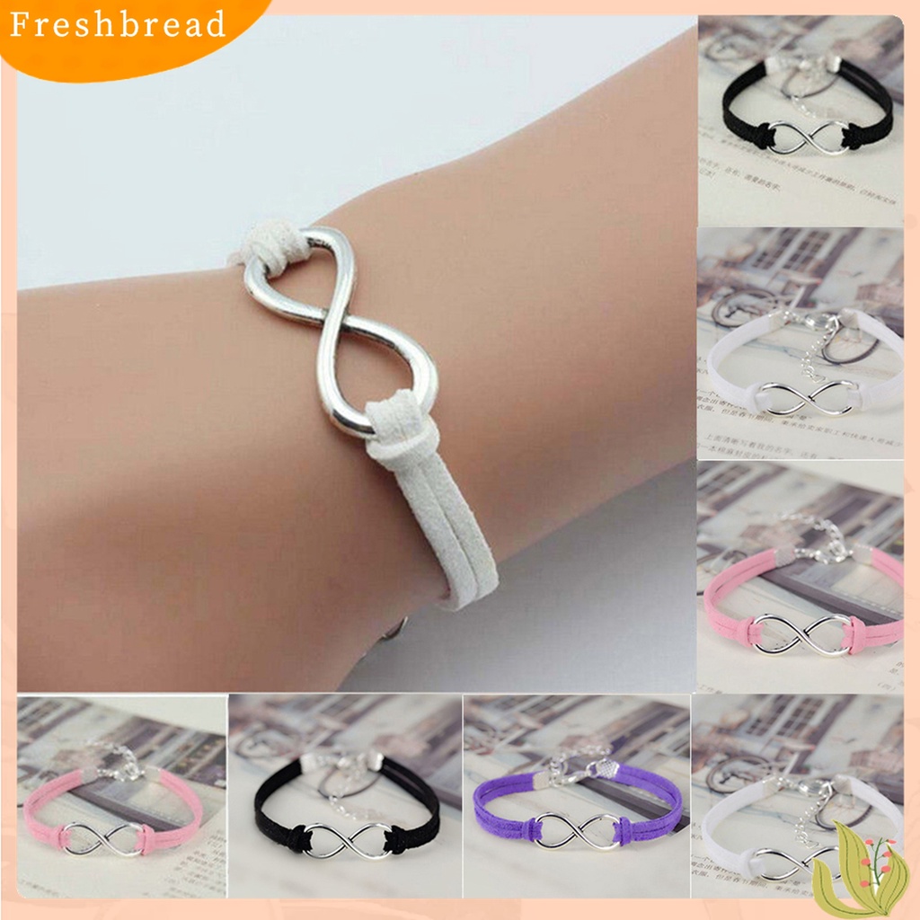 ?Fresh?? Gelang Tangan Unisex/Pasangan Tali Velvet Hias Simbol 8 Infinity Simple