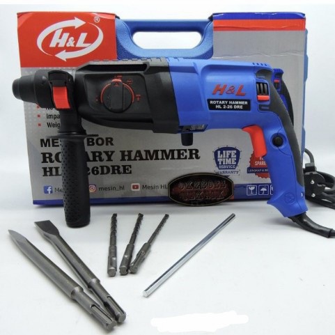 ROTARY HAMMER H&L HL 2-26 DRE / MESIN BOBOK H&L / BOR H&L 3 FUNGSI