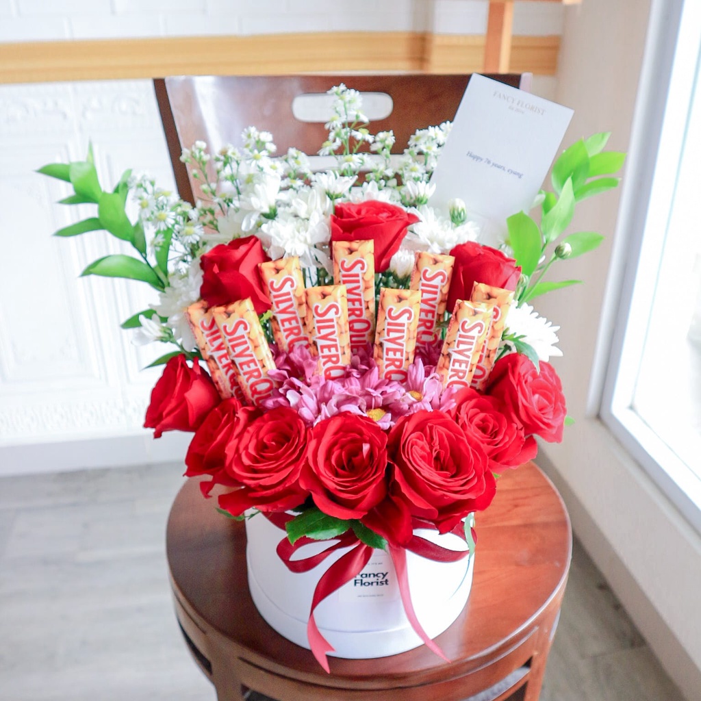 

Flower box with silverqueen chocolate kode A