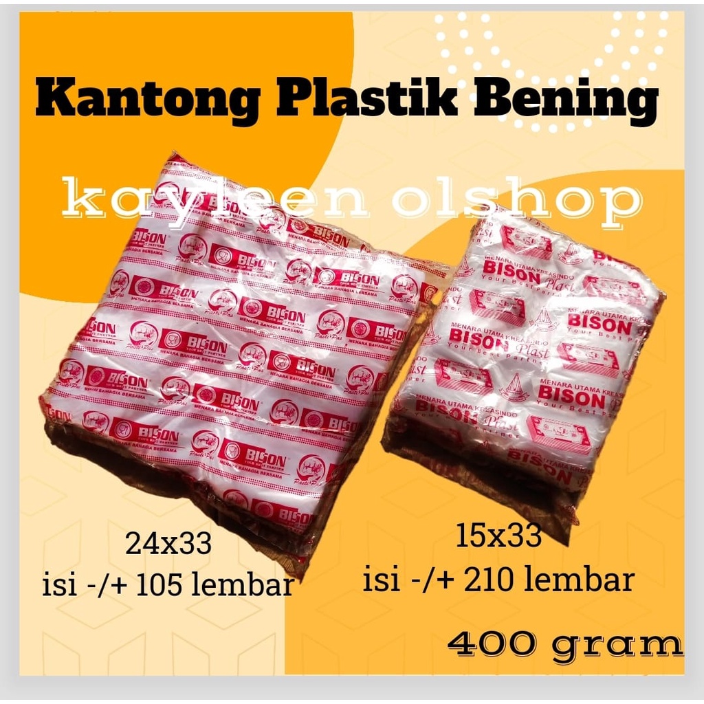 400 gram kantong plastik kresek tenteng HD BENING transparan bison cover merah