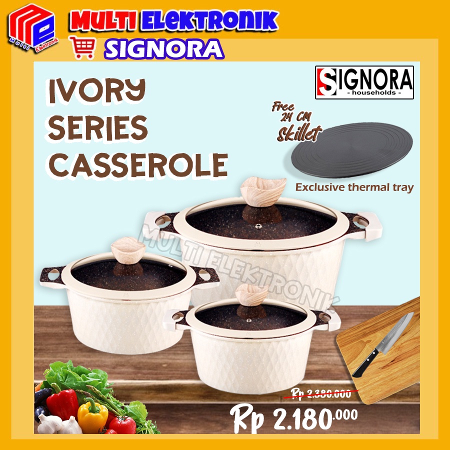 Signora Ivory Series Casserole Free Skillet 24cm