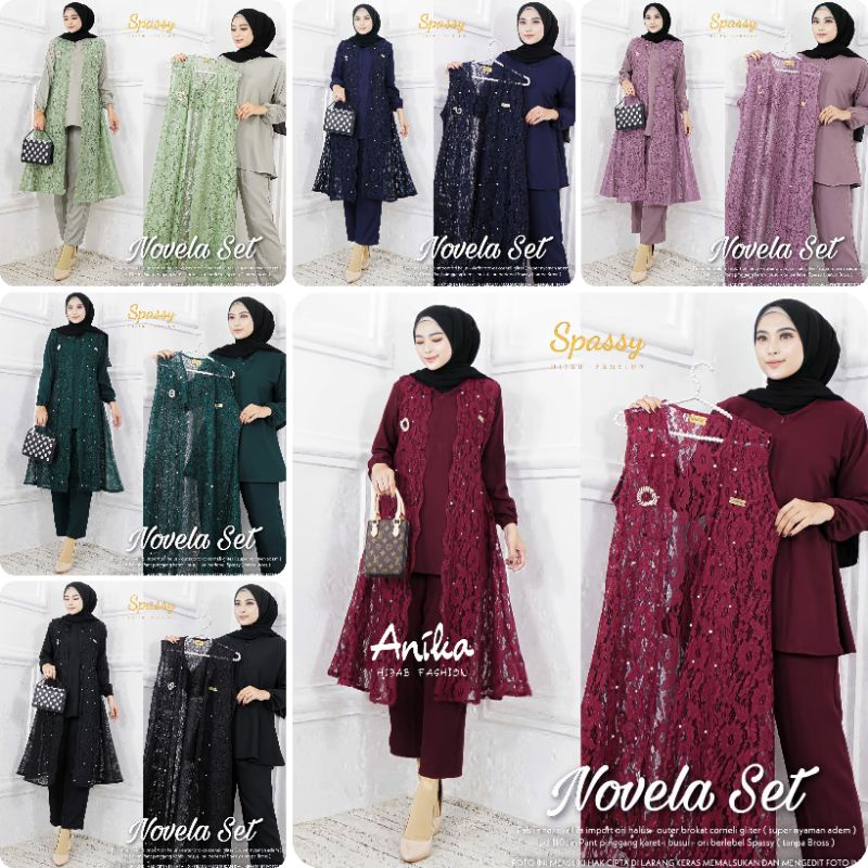 NOVELA SET BY SPASSY. PRODUK TERBARU SPASSY. DRESS MAXY TERBARU