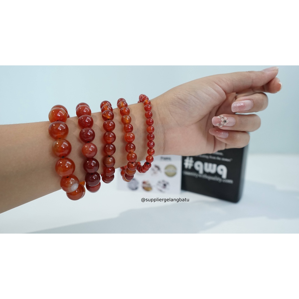 gelang tangan CARNELIAN orange premium batu alam asli oren bonus kotak