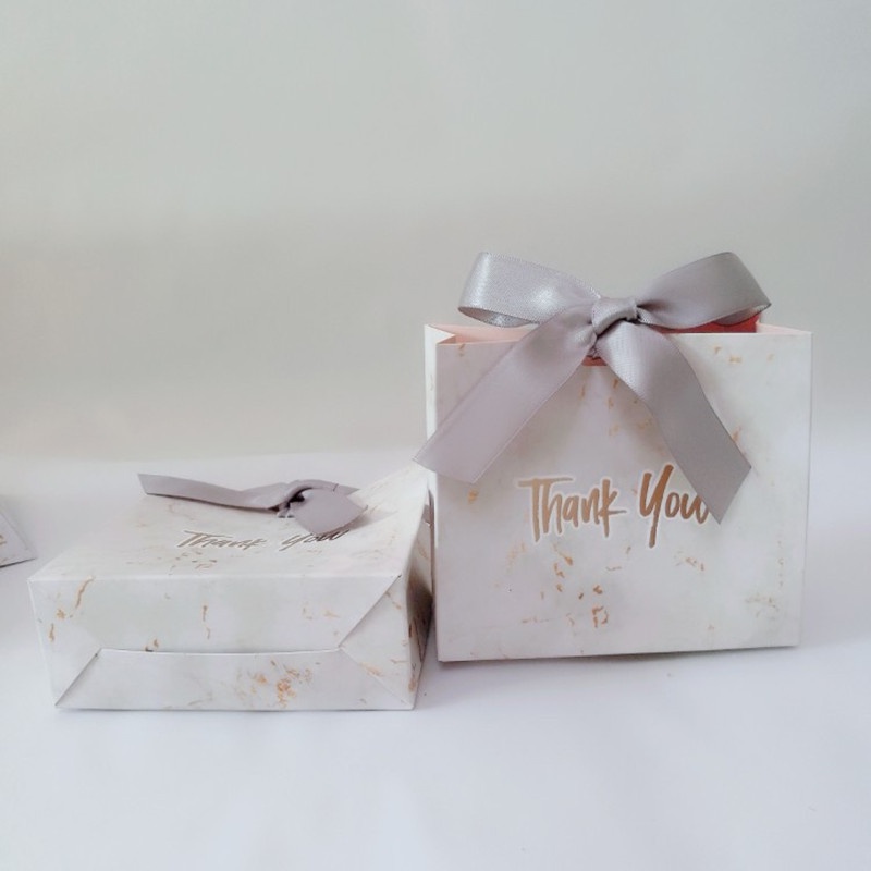 Kotak Permen / Cokelat Motif Marmer Warna Abu-Abu Gaya Eropa Untuk Pesta Baby Shower