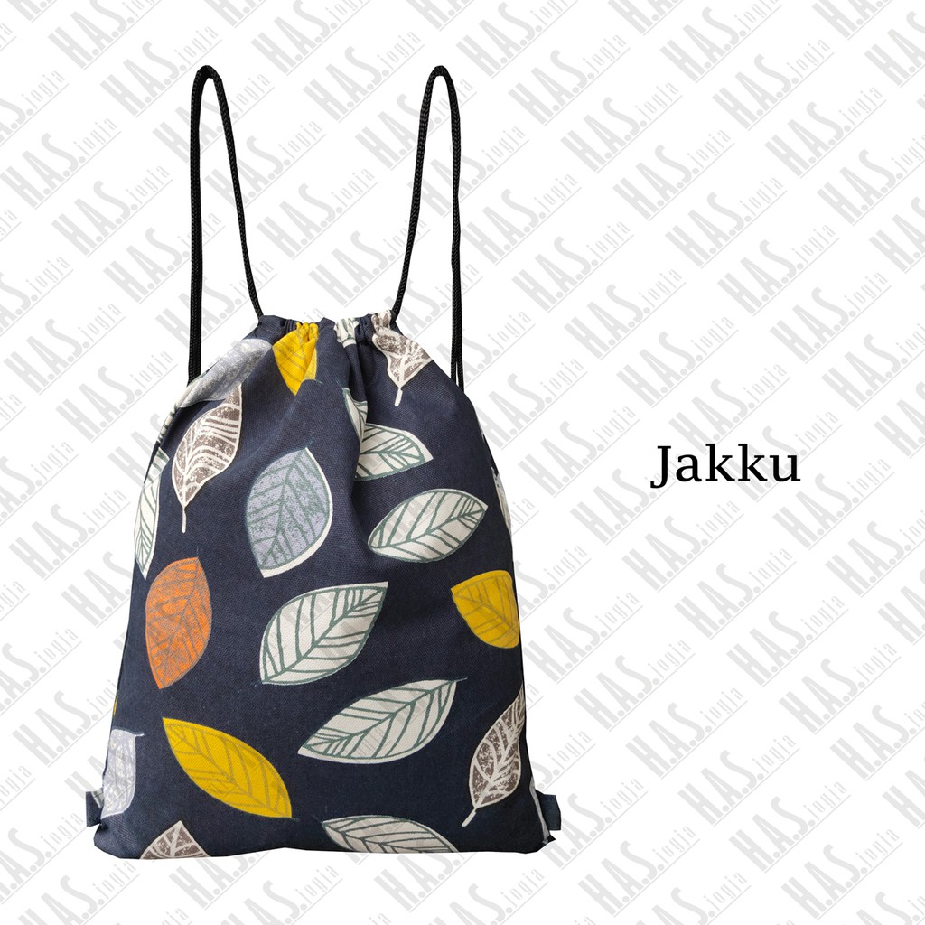 TAS SERUT DRAWSTRING BAG STRING BAG STRINGBAG BAHAN KANVAS TEBAL MOTIF JAKKU