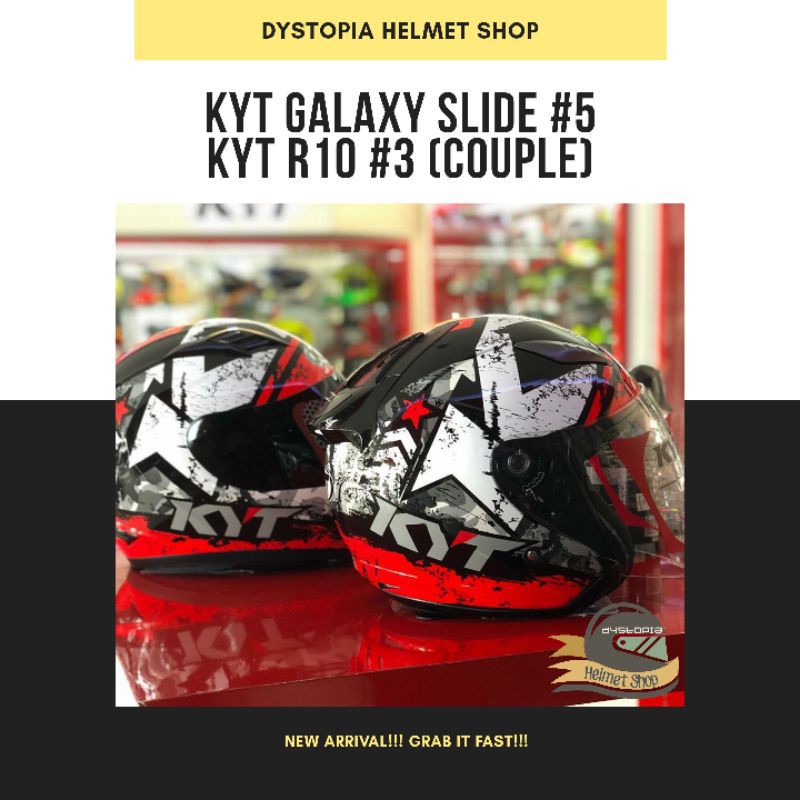 Helm Couple KYT R10 Seri 3 KYT Galaxy Slide Seri 5 Black Red White Paket Couple