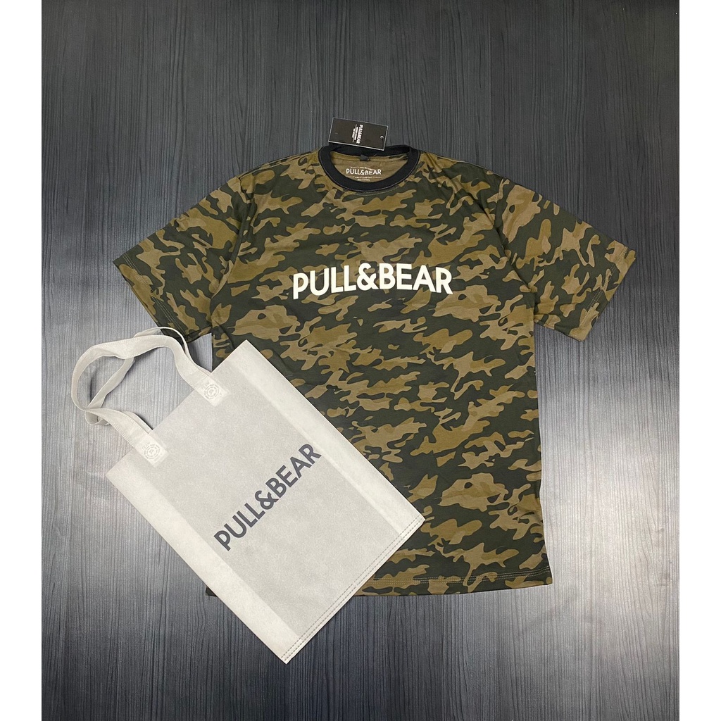 KAOS BAJU TSHIRT UNISEX PULL&amp;BEAR CAMO ORIGINAL