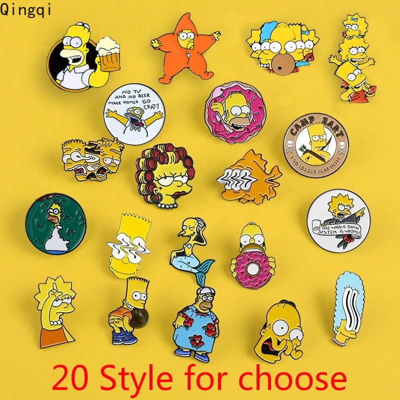 Bros Pin Enamel Desain Kartun Bart Simpson Lisa Homer Untuk Hadiah