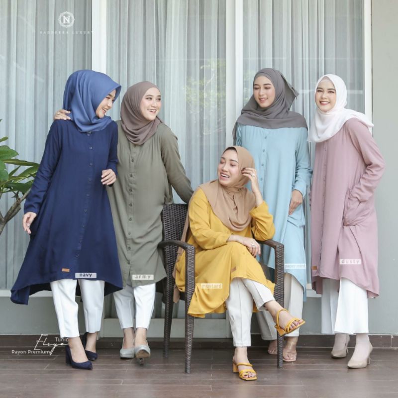 NEW✔️COD/ELSYE TUNIC BY NADHEERA LUXURY/TUNIK PANJANG/BAJU TUNIK/GAMIS TUNIK/TUNIC/TUNIK POLOS