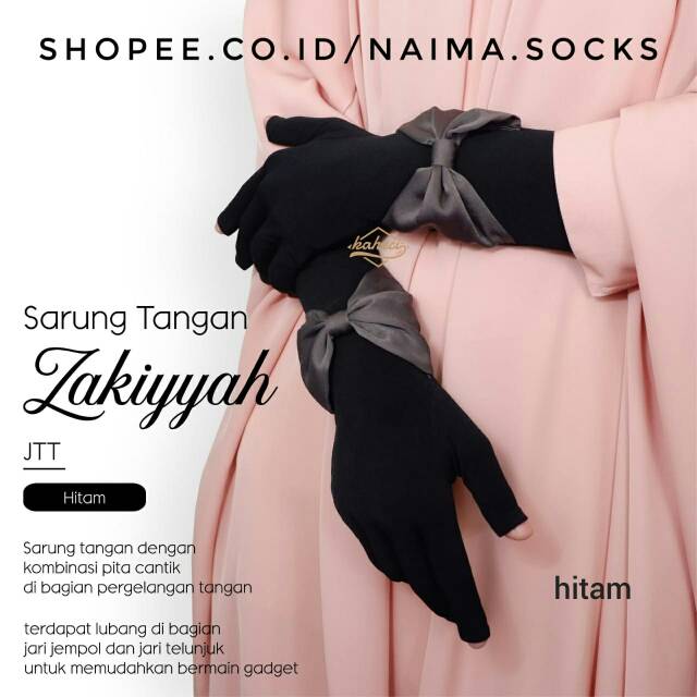 KAHECI SARUNG TANGAN ZAKIYYAH JERSEY PREMIUM - JEMPOL TELUNJUK TERBUKA dan TERTUTUP (SESIKU)