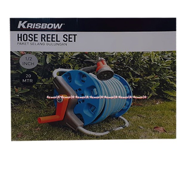 Krisbow Hose Reel 20 Meter Selang Panjang bisa digulung 20m Selang Gulung Biru Hose Reel Kran Semprot Mobil Tanaman